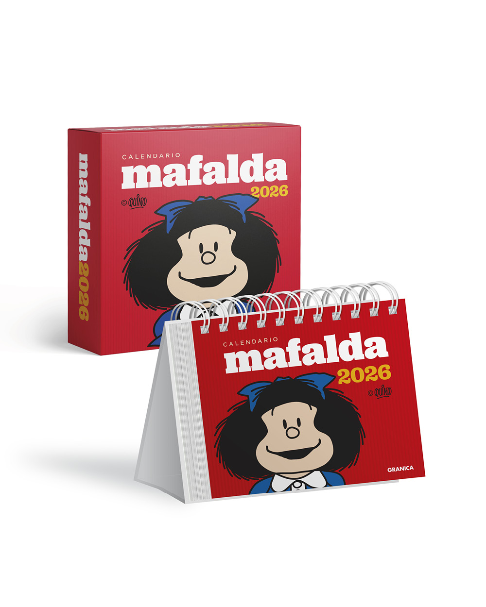 Mafalda 2026 Calendario Caja - Rojo